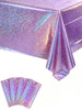 1/2 Pack Purple Laser Holographic Disposable Tablecloth, 137*274/220cm Shiny Color-Changing Table Cover, Suitable For Birthday Party Wedding Decor, Baby Shower Party Decor, Aluminum Foil Material Party Birthday Decor, Wedding Party Backdrop Decor